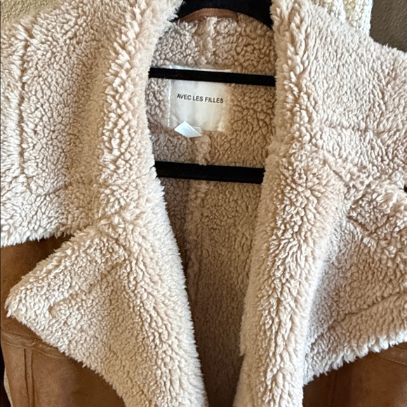 Avec Les Filles Faux Shearling Coat - Brown - Picture 6 of 7